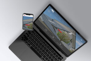 Webseite von Feder Bedachungen mit Startbild „Alles rund ums Dach“ auf Laptop und Smartphone